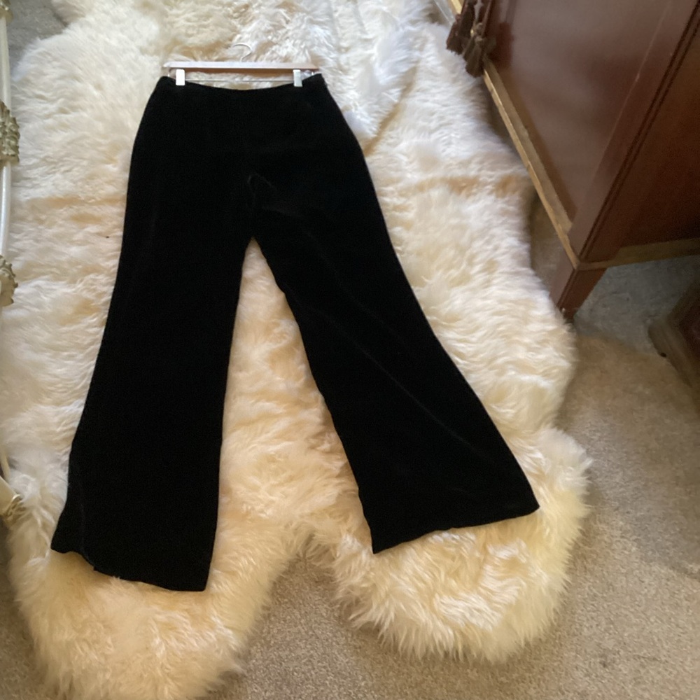 Juliana Collezione Black Velvet High Waisted Wide Leg Pants